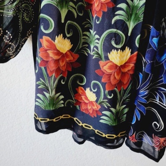 $260 Farm Rio Mixed Arabesque Scarves Long Sleeve Mini Dress - Picture 6 of 12